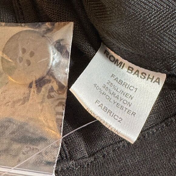 Romi Basha Blazer Womens Size Small Toni Linen Cotton Blend Black woven New - Picture 13 of 13